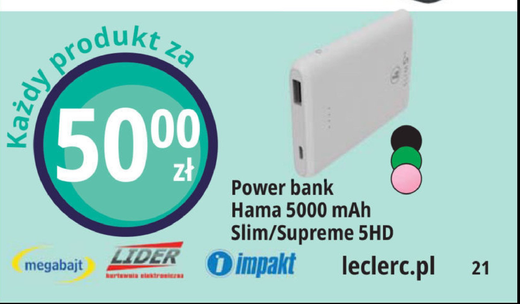 Powerbank power pack slim 5hd 5000 mah różowy Hama promocja