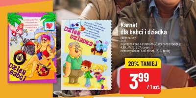Karnet dla babci i dziadka różne wzory promocja w POLOmarket