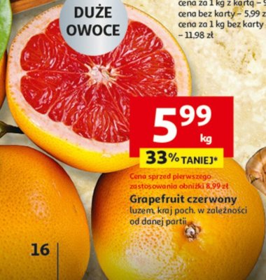 Grapefruit czerwony luzem, kraj poch. w zależności od danej partii promocja w Auchan