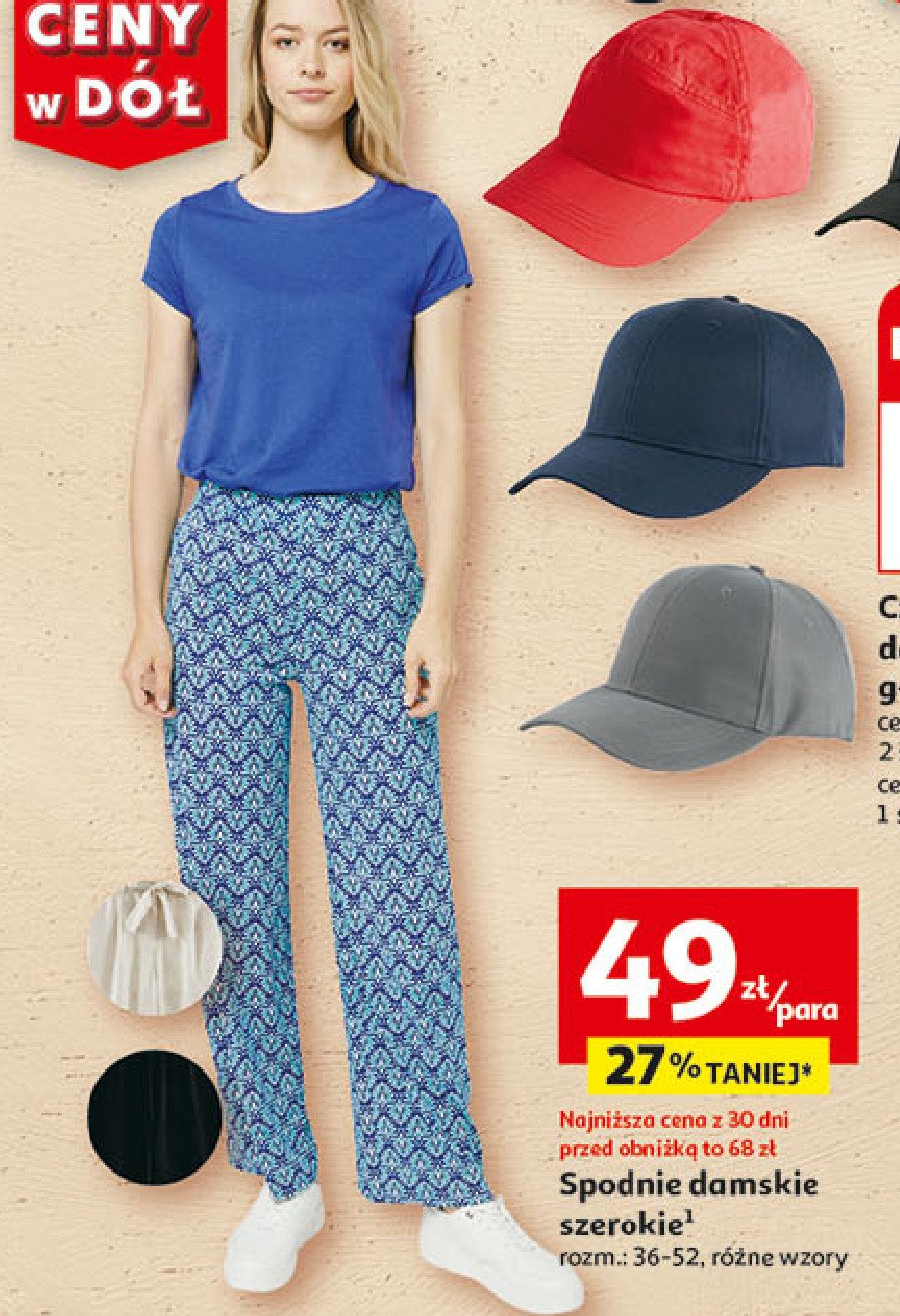 Spodnie damskie szerokie 36-52 Auchan inextenso promocja