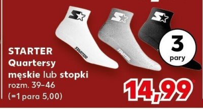 Quartersy męskie lub stopki STARTER rozm. 39-46 (1 para 5,00) 3 pary promocja w Kaufland