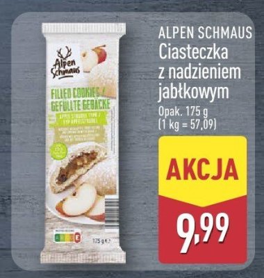 Ciasteczka z nadzieniem jabłkowym ALPEN SCHMAUS promocja w Aldi