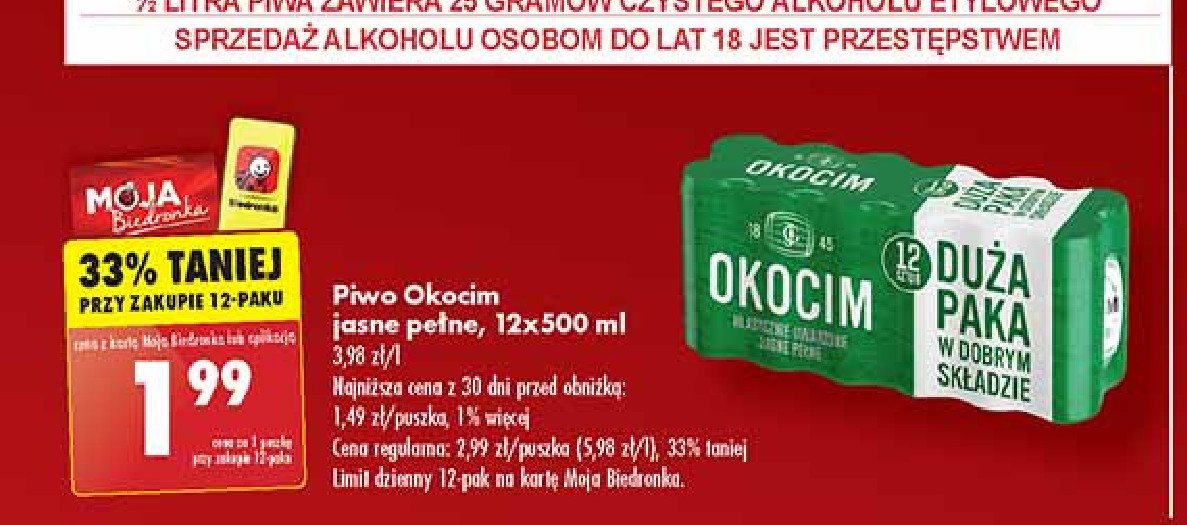 Piwo Okocim jasne okocimskie promocja