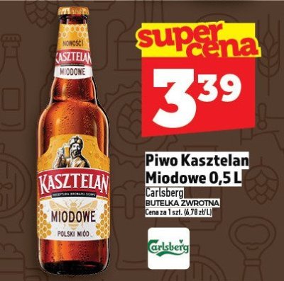 Piwo Kasztelan Miodowe 0,5 L Carlsberg Butelka Zwrotna promocja w TOPAZ