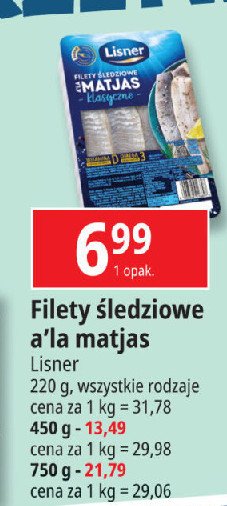 Filety śledziowe a'la matjas w oleju Lisner promocja w Leclerc