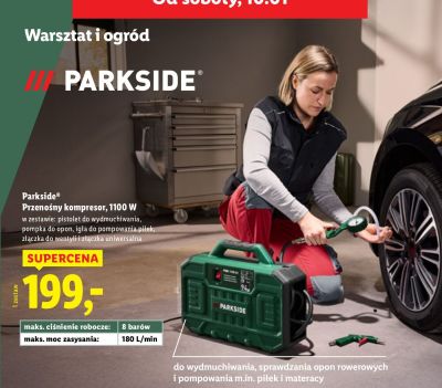 Przenośny kompresor Parkside, 1100 W promocja w Lidl