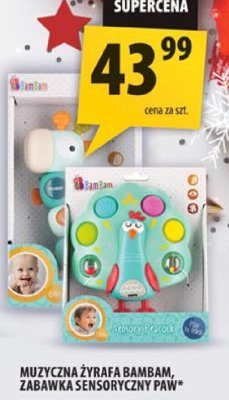 Muzyczna żyrafa Bambam, zabawka sensoryczna Piw promocja w Arhelan