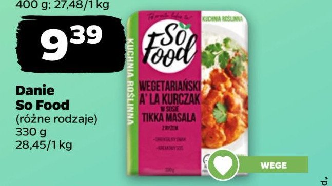 Wegetariański a'la kurczak w sosie tikka masala z ryżem So food promocja