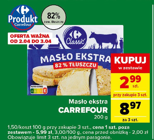 Masło ekstra Carrefour classic promocja