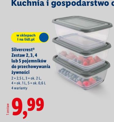 Pojemniki zestaw do przechowywania żywności Silvercrest promocja w Lidl