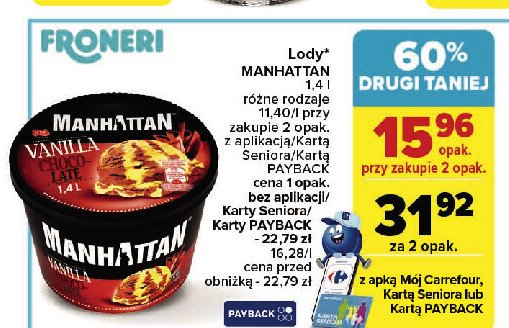 Lody chocolate & vanilla Nestle manhattan Manhattan (nestle) promocja w Carrefour Market