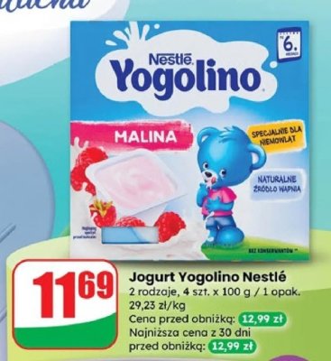 Jogurt Yogolino 2 rodzaje 4-pak promocja w Dino