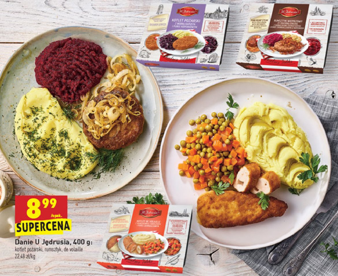 Rumsztyk wieprzowy z sosem cebulowym i puree ziemniaczanym z koperkiem U j臋drusia promocja