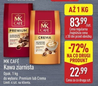 Kawa ziarnista MK CAFÉ Crema promocja w Aldi