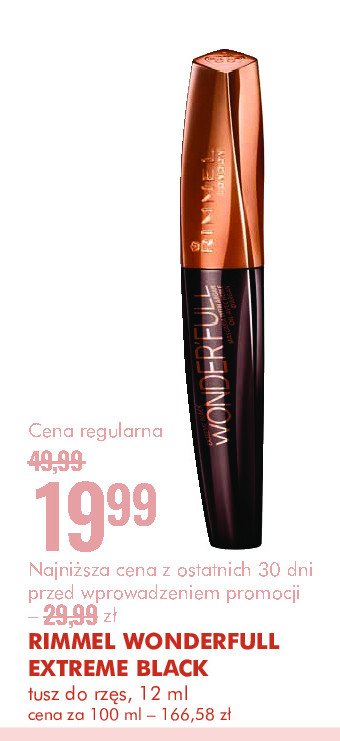 Tusz do rzęs Rimmel wonderfull extreme black promocja w Super-Pharm