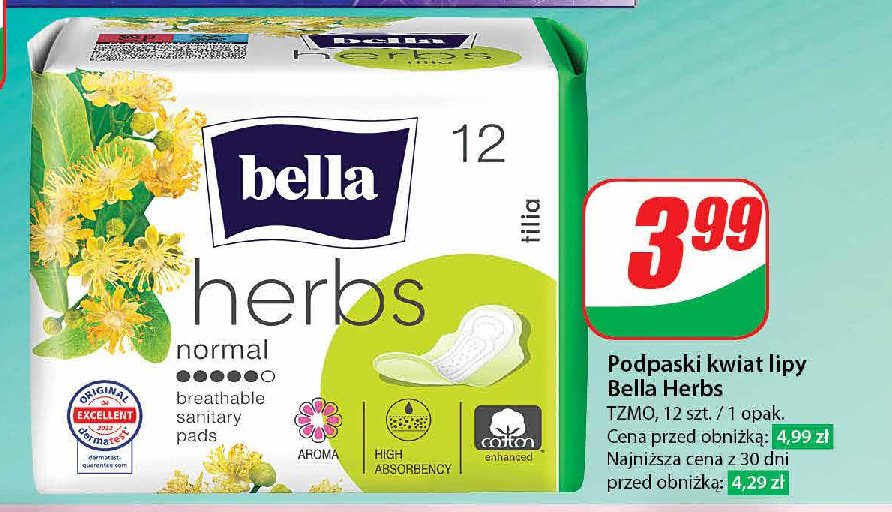 Podpaski higieniczne tilia Bella herbs promocja