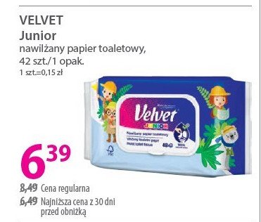 Papier toaletowy nawilżany Velvet promocja w Hebe