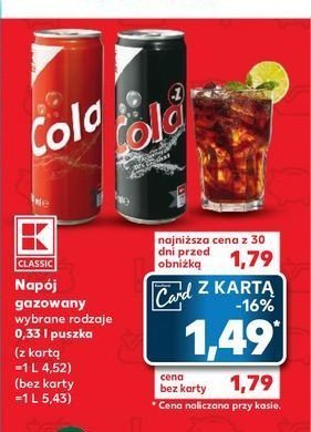 Napój cola zero K-classic promocja