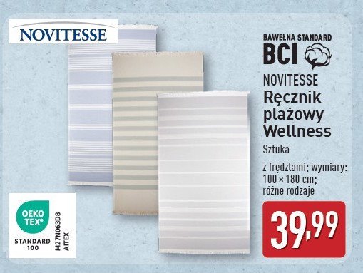 Ręcznik plażowy wellness 100 x 180 cm Novitesse promocja w Merkury Market