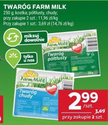 Twaróg Farm Milk kostka, półtłusty, chudy promocja w Stokrotka