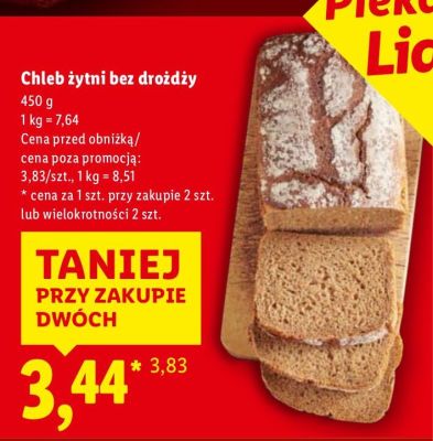 Chleb żytni bez drożdży promocja w Lidl