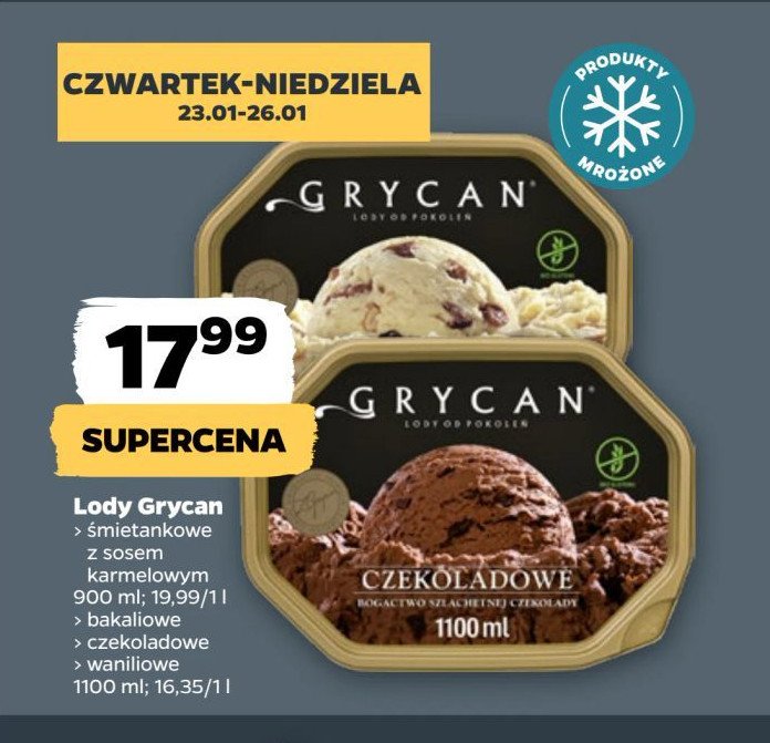 Lody waniliowe Grycan promocja