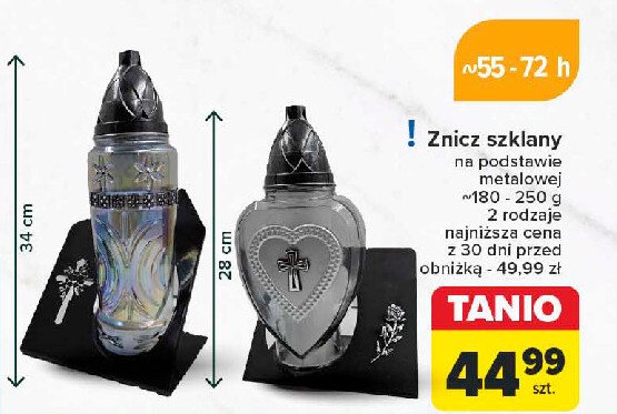 Znicz szklany 28 cm promocja