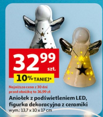 Aniołek z podświetleniem LED, figurka dekoracyjna z ceramiki promocja w Auchan