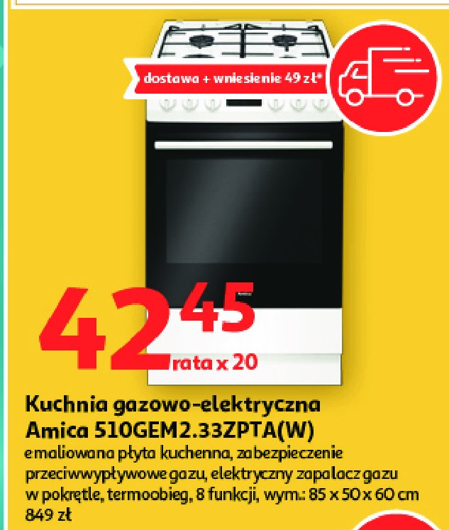 Kuchnia gazowo- elektryczna 510gem2.33zpta w Amica promocja