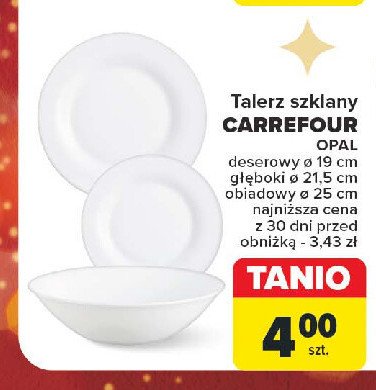 Talerz deserowy opal 19 cm Carrefour promocja w Carrefour Market