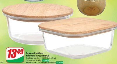 Pojemnik szklany na 偶ywno艣膰 z bambusow膮 pokryw膮 800 ml promocja