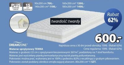 Materac sprężynowy TENMA promocja w Jysk