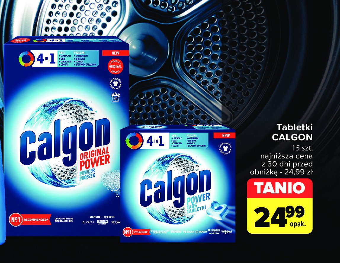 Tabletki zmiękczające wodę przeciw kamieniowi Calgon promocja