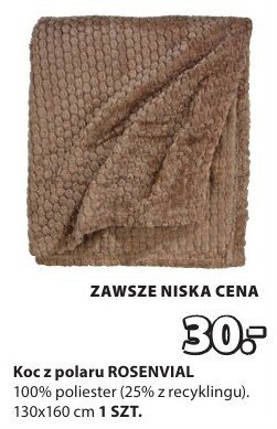 Koc z polaru ROSENVIAL 100% poliester (25% z recyklingu). 130x160 cm promocja w Jysk