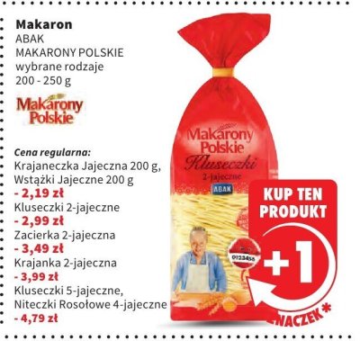 Makaron ABAK Makarony Polskie Kluseczki 2-jajeczne promocja w Intermarche