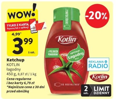 Ketchup łagodny Kotlin promocja w Intermarche
