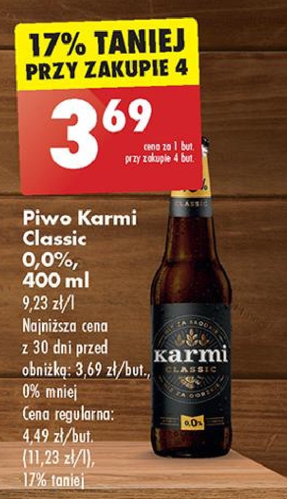 Piwo bezalkoholowe classic Karmi promocja w Biedronka