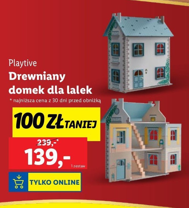 Domek dla lalek drewniany z wyposażeniem Playtive promocja