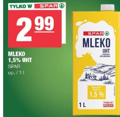 Mleko 1,5% UHT SPAR promocja w SPAR