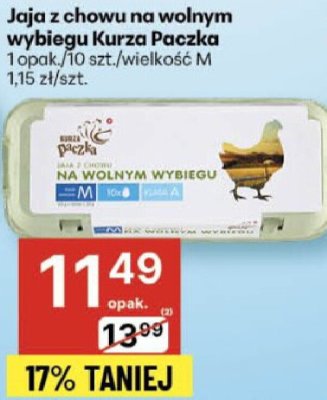 Jaja z chowu na wolnym wybiegu Kurza Paczka promocja w Delikatesy Centrum