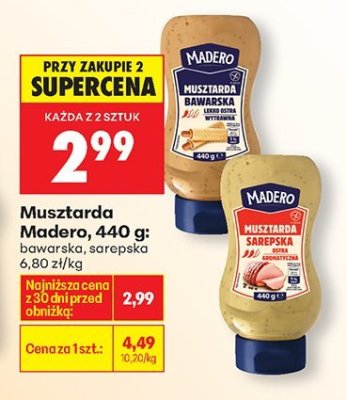 Musztarda Madero, 440 g bawarska, aorepska promocja w Biedronka