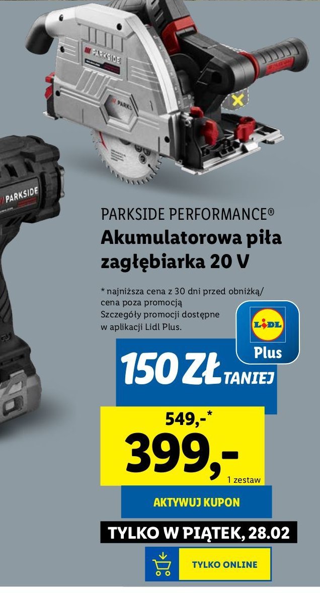 Zagłębiarka akumulatorowa 20 v Parkside promocja