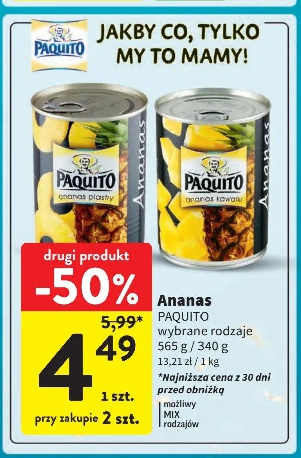 Ananas kawałki w lekkim syropie Paquito promocja