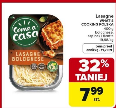 Lasagne bolognese What's Cooking Polska Come a casa promocja w Carrefour Market