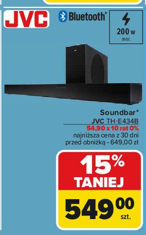 Soundbar th-e434b Jvc promocja w Carrefour