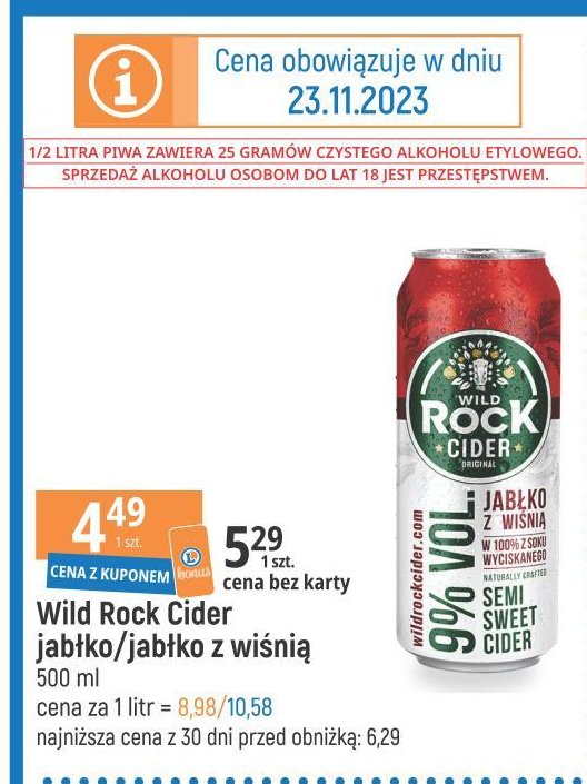 Cydr jabłko z wiśnią WILD ROCK CIDER promocja