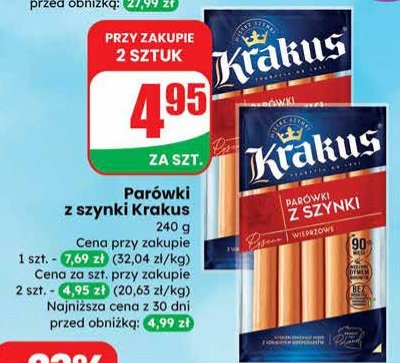 Parówki z szynki Krakus promocja w Dino