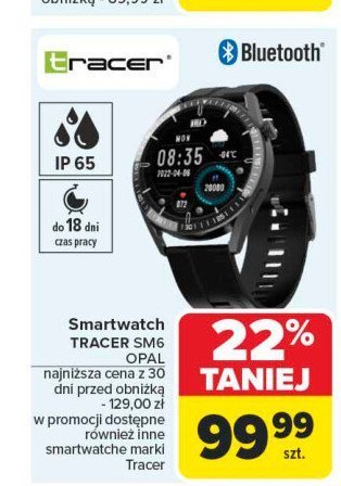 Smartwatch sm6 czarny Tracer promocja w Carrefour