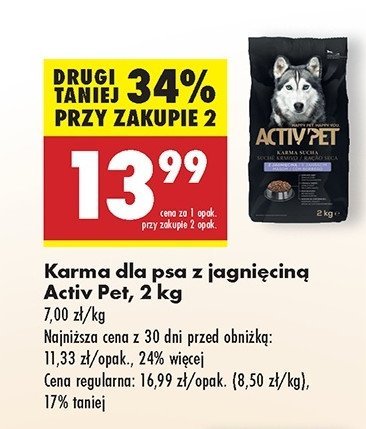 Karma dla psa z jagnięciną sensitive Activ pet promocja