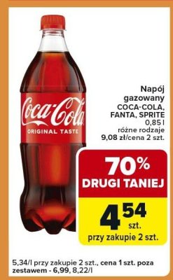 Napój gazowany COCA-COLA, FANTA, SPRITE różne rodzaje promocja w Carrefour Express